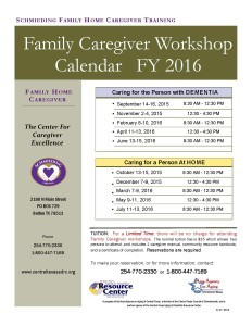 Family Caregiver Workshops 2015-2016